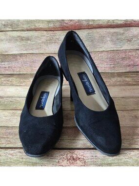 Easy Spirit Women's 8.5 Black Suede Dress Pumps Shoes Low Heel Classic Comfort